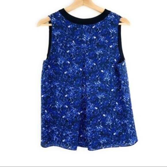 Proenza Schouler Silk Snap Front Sleeveless Blouse Blue and Black - Picture 7 of 7